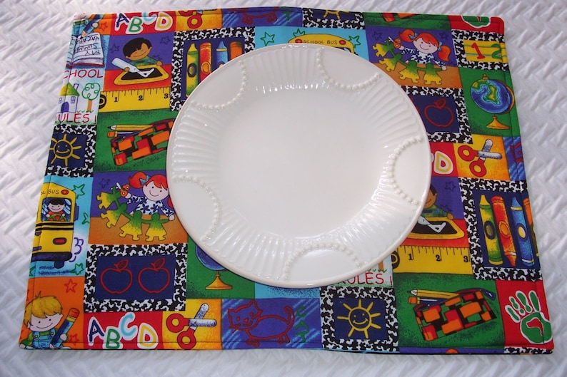 Single Fabric Placemat, School Days, Lunchbox Placemat, Kids Placemat, School Placemat, Cloth