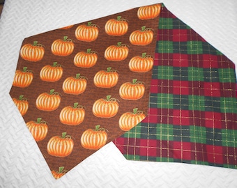 Reversible Thanksgiving Christmas Table Runner: 36" Cotton Plaid