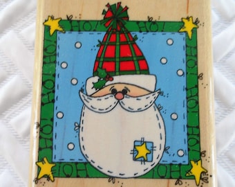 DESTASH - Inkadinkadoo, Inc, Ho Ho Ho Christmas Stamp, Rubber Stamp, Card Stamp, Scrapbooking Stamp