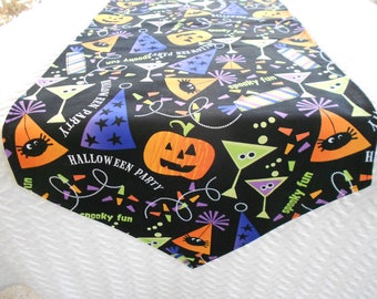 Halloween Table Runner, Spooky Fun Table Runner,  36 Inch Fabric Table Runner, Pumpkins Table Runner, Halloween Party Table Runner, Small