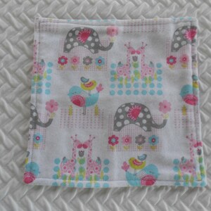 Flannel Washcloths, Baby Zoo Animals, Set of 3 Washcloths, Baby Wipes, Baby Girl Washcloths, Baby Shower Gift, Pink and Blue Washcloths image 3