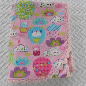 Flannel Pink Baby Blanket, Hot Air Balloons Baby Receiving Blanket Baby Shower Gift image 4