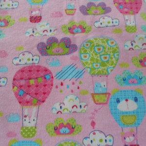 Flannel Pink Baby Blanket, Hot Air Balloons Baby Receiving Blanket Baby Shower Gift image 3