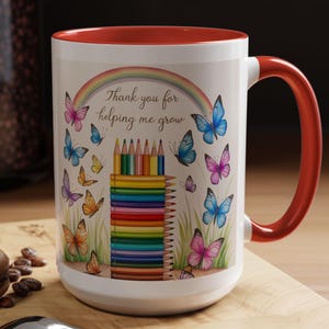 Teacher Appreciation Coffee Mug: Thank You Gift, Colorful Design (15oz)