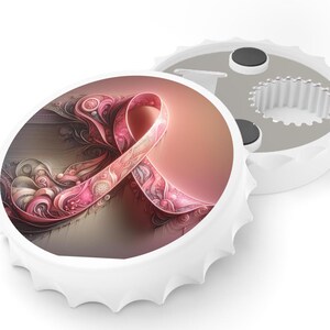 Pink Ribbon Bottle Opener: Breast Cancer Awareness Gift