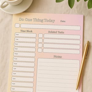 Agenda diaria "Do One Thing" - Edición a color (tamaños Carta EE. UU. y A5) / Descarga digital