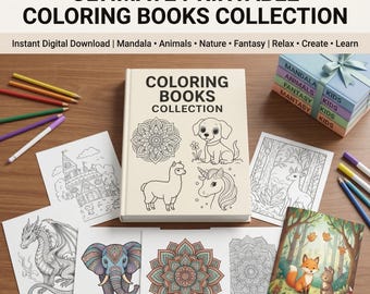 Printable Coloring Books Collection | Mandala, Animals, Nature (Digital Download)