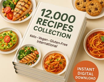 Colección de 12.000 Recetas / Cocina Internacional / Keto, Vegana y Sin Gluten / Descarga Digital