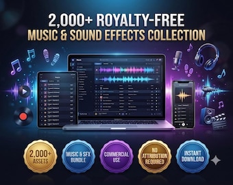 2000+ Royalty-Free Music Tracks & Sound Effects Bundle | Commercial Use MP3 Collection