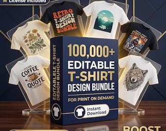 Paquete de 100.000 diseños de camisetas / Megapack de gráficos para impresión bajo demanda