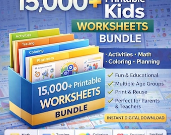 15000+ Kids Worksheets Bundle | Homeschool & Kindergarten