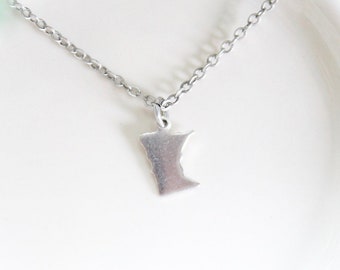 Tiny Minnesota state charm necklace | Small MN | Little silver necklace