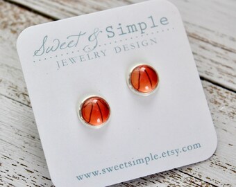 Glass basketball post earrings | Small studs | Sports earrings