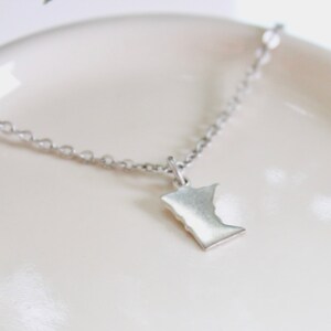 Tiny Minnesota state charm necklace Small MN Little silver necklace image 3