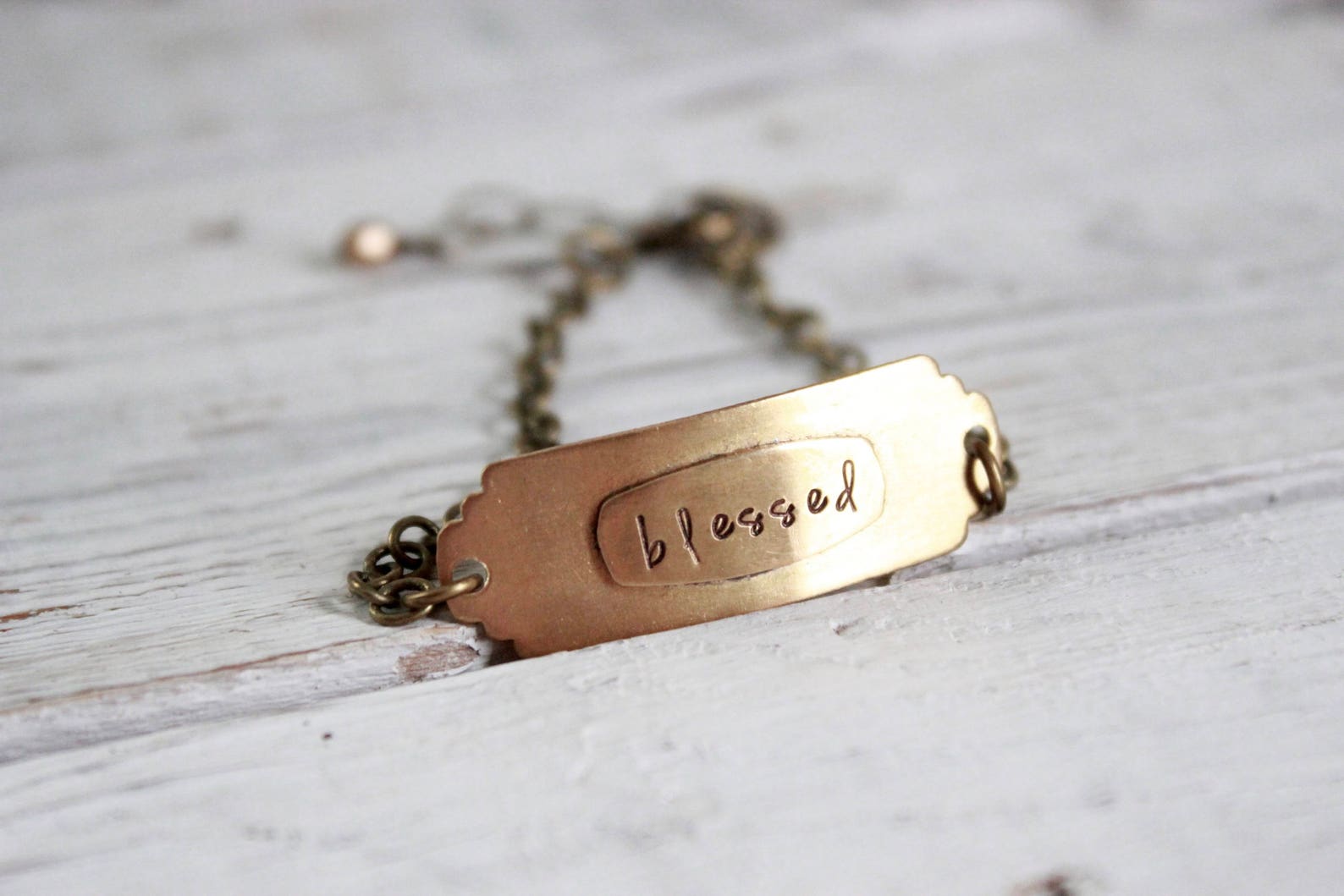 Blessed Hand Stamped Soldered Bracelet. Brass Bronze Golden Etsy