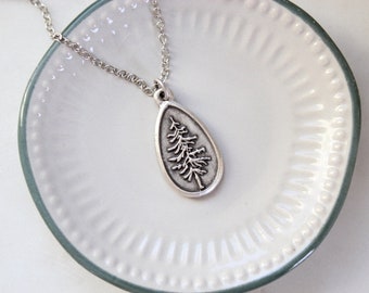 Antique silver pine tree necklace | Earthy tree pendant | Nature lover