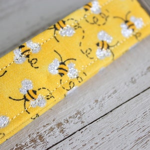 Fabric Key Fob Wristlet Keychain Honey bees print Bee pattern image 1