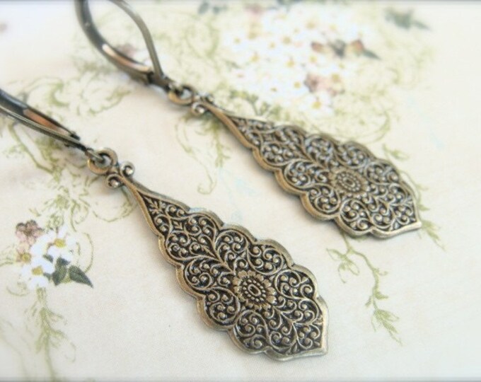 Antique Brass Earrings Etsy