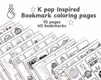 Marcapáginas para colorear imprimible de Kpop Demon Hunter / Actividad divertida para niños