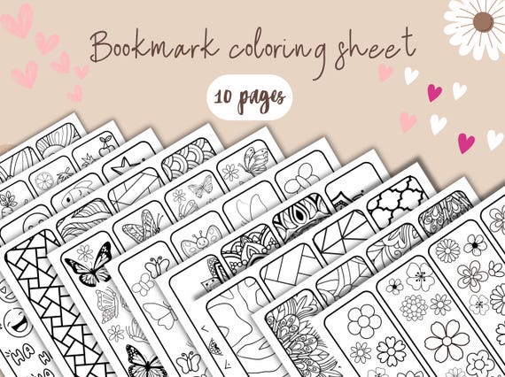 Printable Coloring Bookmarks | Bookmark Coloring Pages for Kids or Adults | Instant Download DIY Kids | bookmark color page