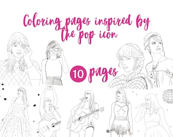 Dibujos para colorear inspirados en Taylor: Arteterapia para amantes de la música (Descarga digital)