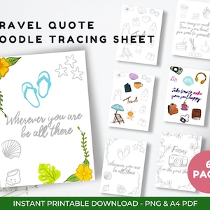 Affirmation Doodle Tracing Sheet: Self-Care Coloring Page (PNG, PDF, Procreate)
