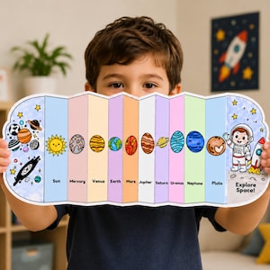 Solar System Foldable Craft Printable | Planet Accordion Craft | Space Activity for Kids | Homeschool Science Worksheet PDF