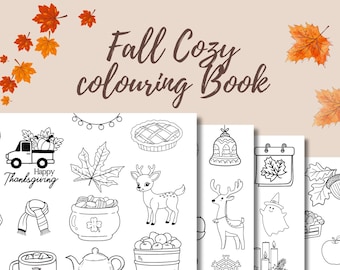 Desenhos para colorir de outono, rabiscos outonais, para crianças e adultos (download digital)