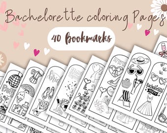 Bachelorette Coloring Bookmarks: DIY Party Favors (Printable PDF Download)