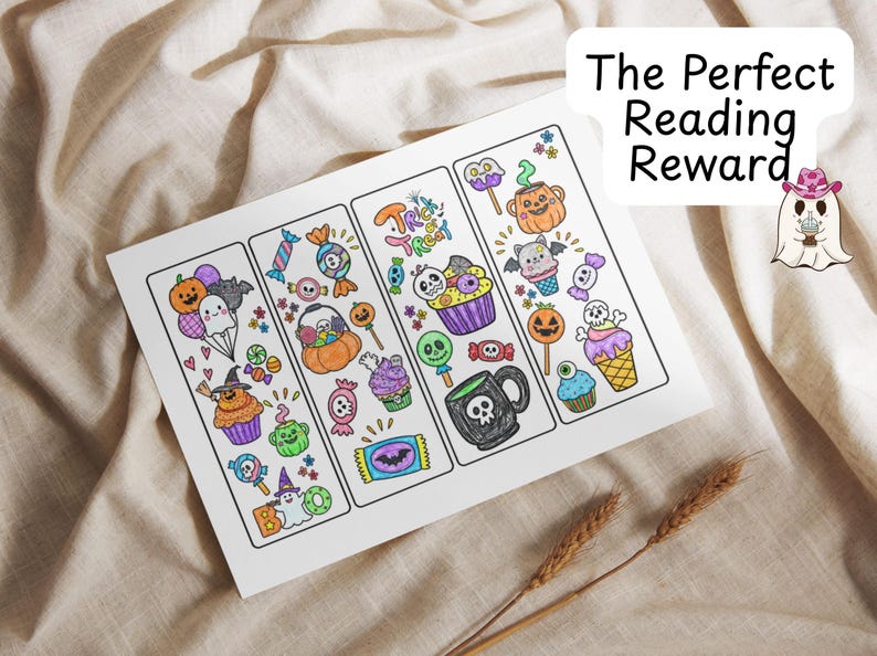 Halloween Coloring Bookmarks for Kids, 40 Printable Halloween Bookmarks ...