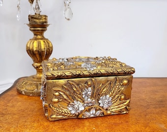 1970s Large Jaru Pottery Box Gold and Silver