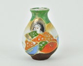 Tiny Satsuma Style Vase Small Satsuma Vase Made In Japan Orange Brown Green Blue Gold 2 Inches Tall
