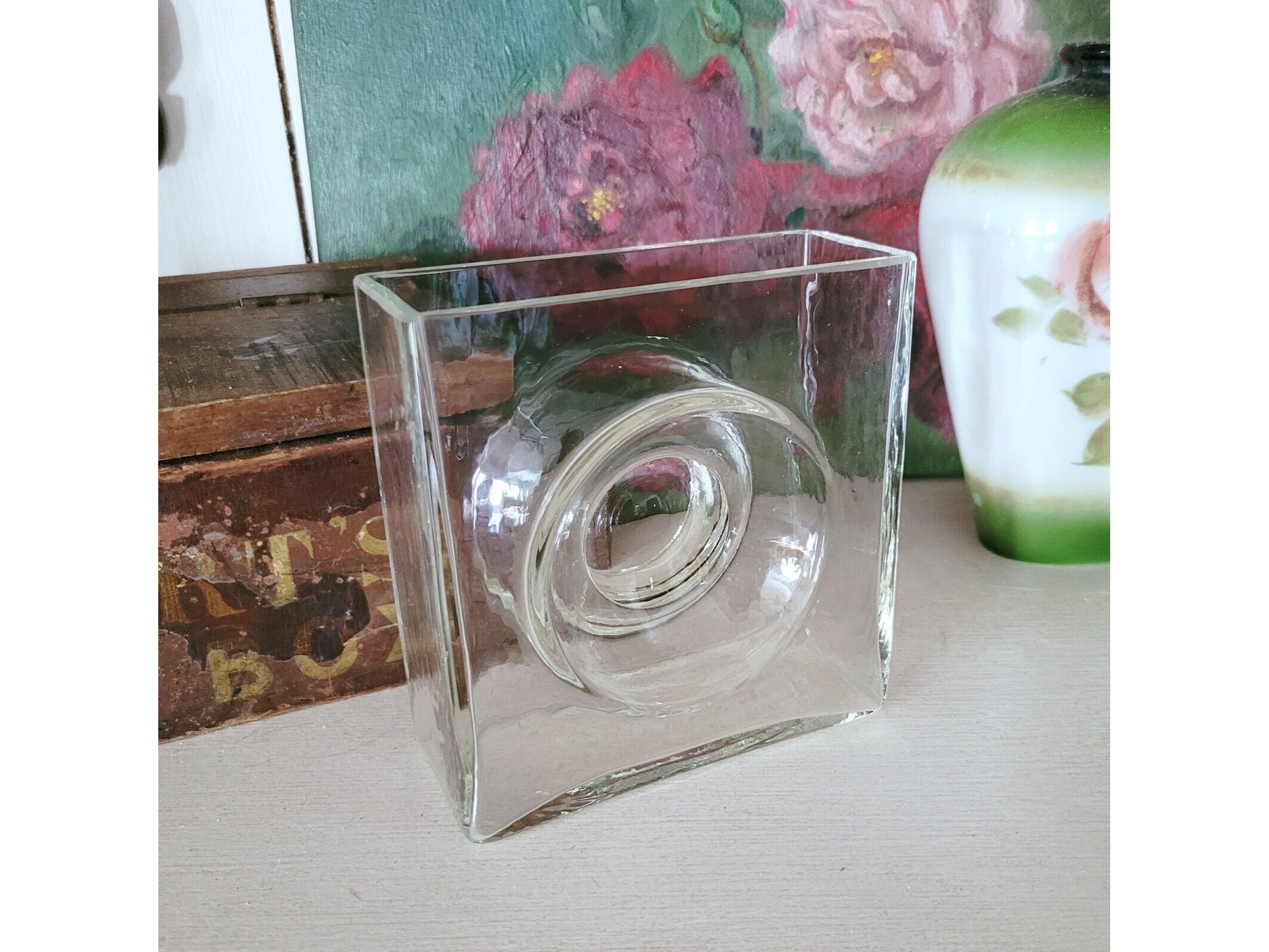 Christian Tortu Vase Diablo Clear Bullseye Glass Modern Vase