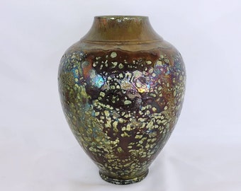 Large Raku Pottery Vase Signed Gress Neal