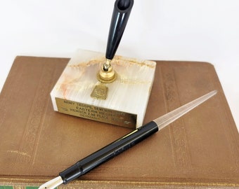 1957 Football Award Fountain Pen in Marble Base Army Troops 2nd Place Team