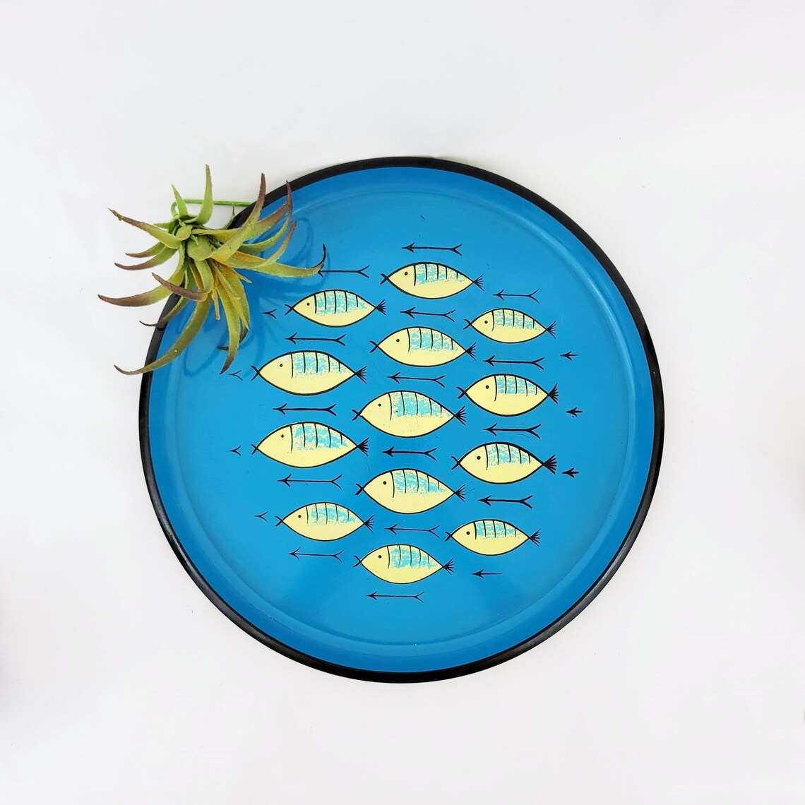 Vintage Plastic Serving Tray Featuring Swimming Fish Round Etsy
