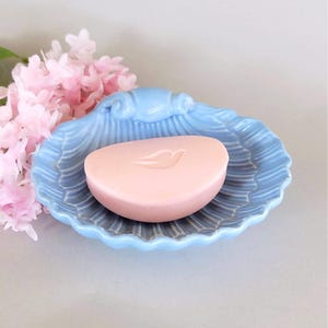 Vintage Blue Shell Soap Dish Shell Shaped