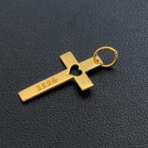 Custom 14k Gold Cross Necklace · Women&#39;s Jewelry · Heart Cut-Out Design · Personalized Gold Jewelry - Handmade Dainty Necklace Cross Pendant