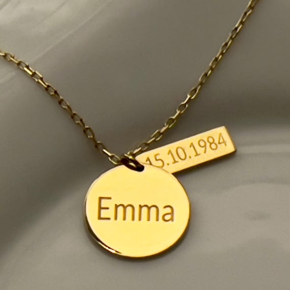 Custom 14k Gold Circle Bar Necklace · Unique Birthday Gift for Her - Main Image