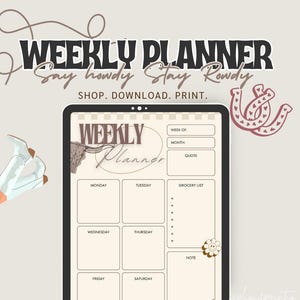 Western Weekly Planner Printable: Daily Schedule Template (Digital Download)