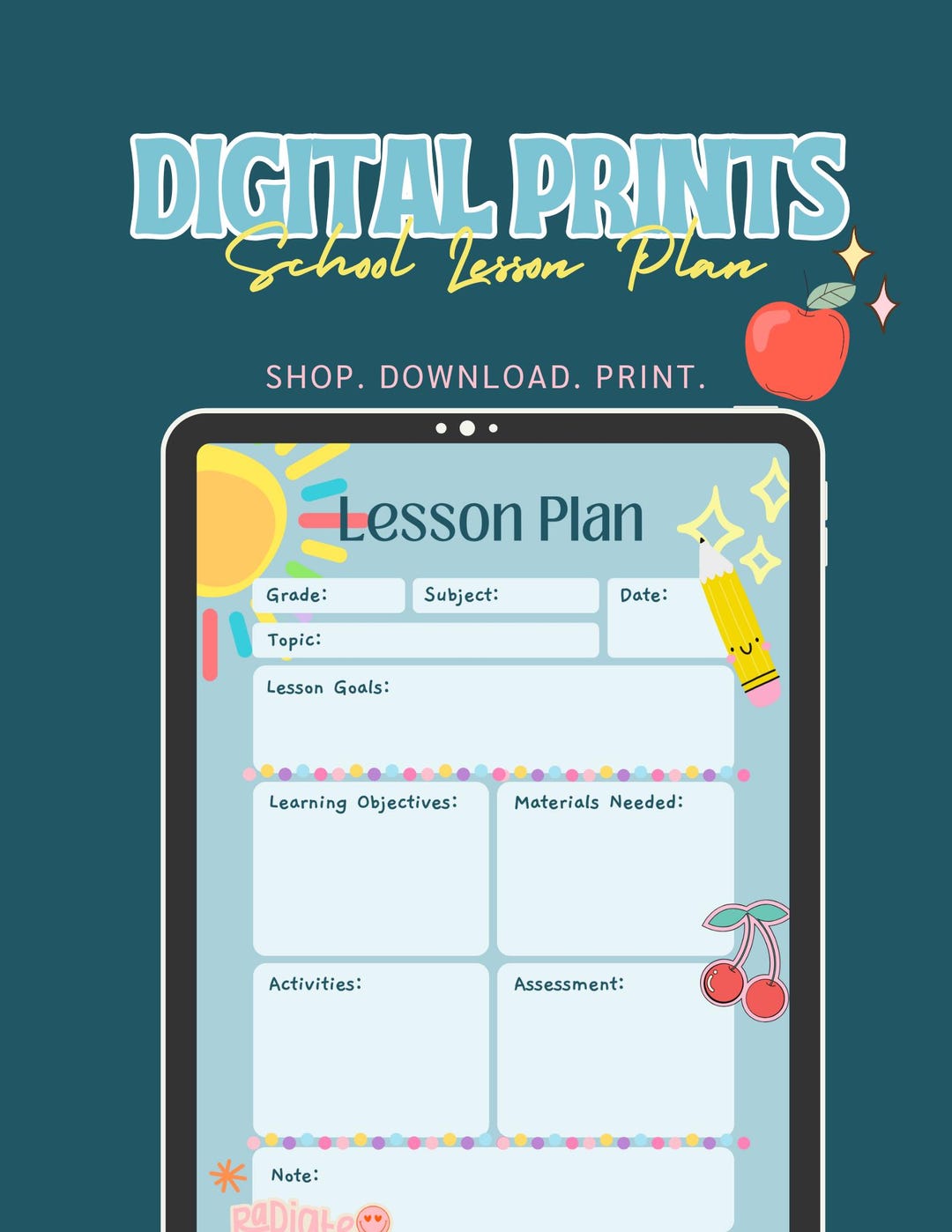 Teacher Lesson Plan Template: Printable School Planner (digital ...