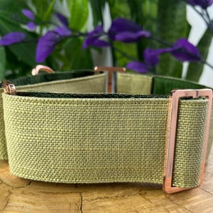 2" Inch or 1.5" Wide Moss Green Canvas Martingale Collar with Rose Gold Hardware, Sighthound Greyhound Whippet and Big Dog, Control Small-XL afbeelding 5