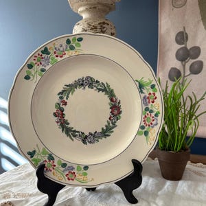 Vintage Copeland late Spode England Floral Wreath 10&quot; Dinner Plate with Raised Floral Edge Border