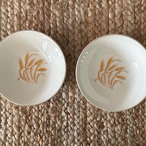 Vintage Set of 2 Homer Laughlin Golden Wheat Pattern Berry Bowls
