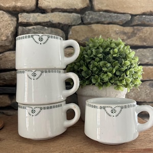 Vintage Set of 4 Jackson China Green Art Deco Coffee Mugs