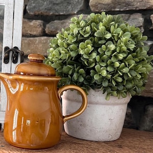 Cafetera individual vintage de porcelana Colditz, esmaltada en marrón, fabricada en Alemania (República Democrática Alemana, RDA).