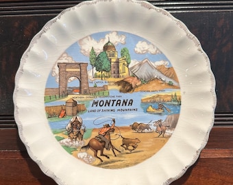 Placa de recuerdo vintage del estado de Montana de 7"