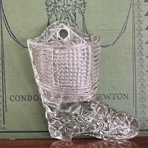Early American Pressed Glass Tramp Boot Match Holder by Bryce Higbee Co.