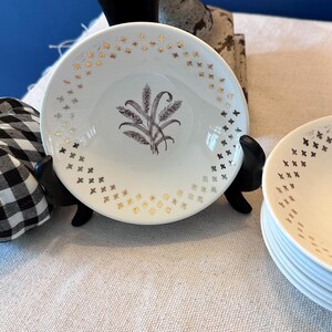 Vintage Mid-Century Set of 8 SCIO Pottery "Golden Wheat" Berry / Sauce / Dessert Bowls - Perfect for Fall / Thanksgiving