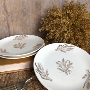 Vintage Set of 3 Cronin Casuals Ovenware 22KT Gold Wheat Pattern Bread Plates Perfect for Autumn Decor!